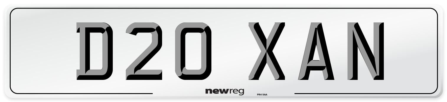 D20 XAN Number Plate from New Reg